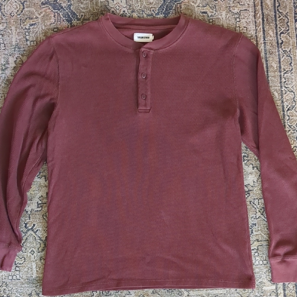 Taylor Stitch Burgundy Henley Shirt